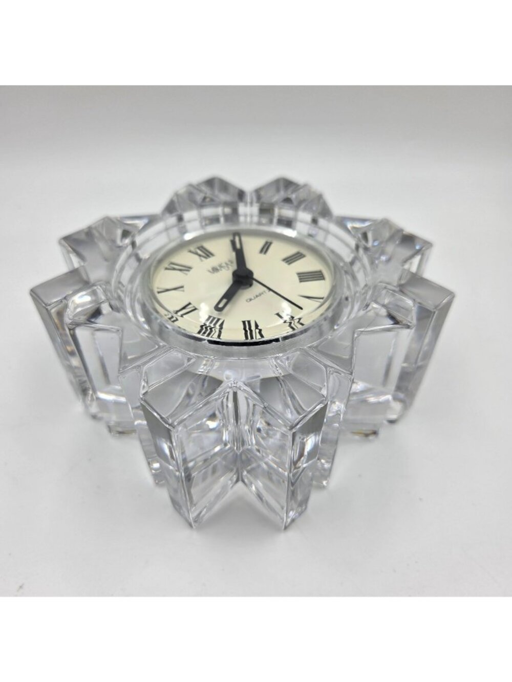 Mikasa Starfire Giftware Quartz Crystal Desk Clock Germany Crystal Mantel Clock - Picture 3 of 5